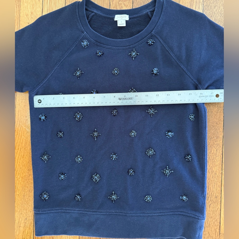 J. Crew Navy Embellished Short sleeve Sweater top sz. S - Picture 4 of 6